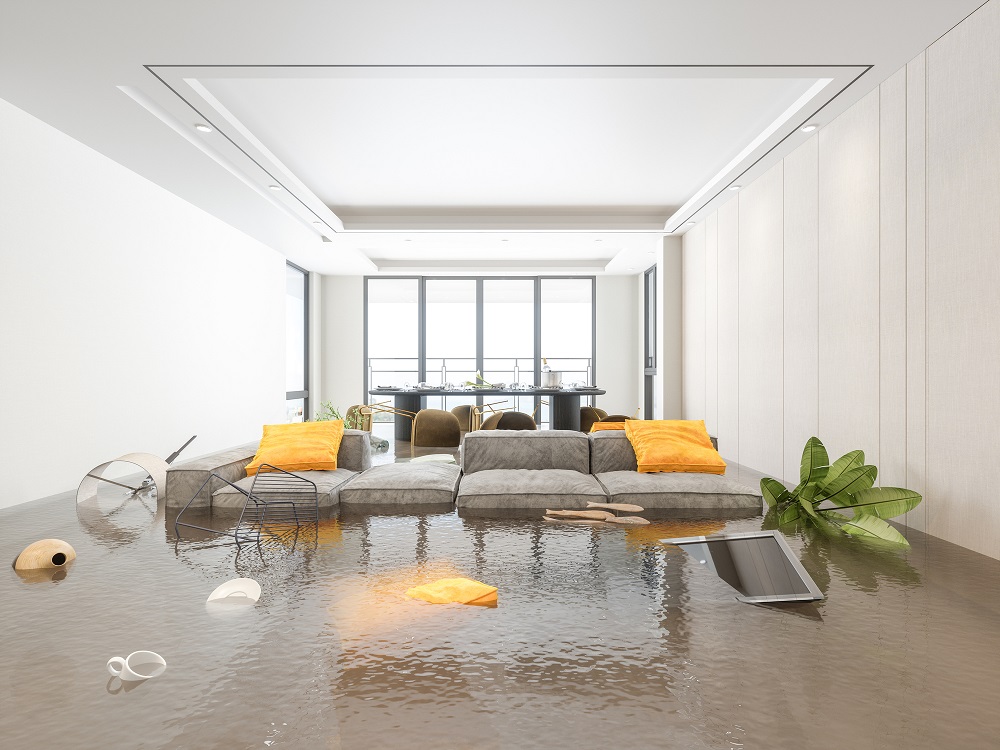 flooded living room