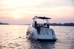 Couple enjoying boat ride